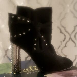 Italina by Summer Rio Black booties with gun metal grey heel and  embellishment.